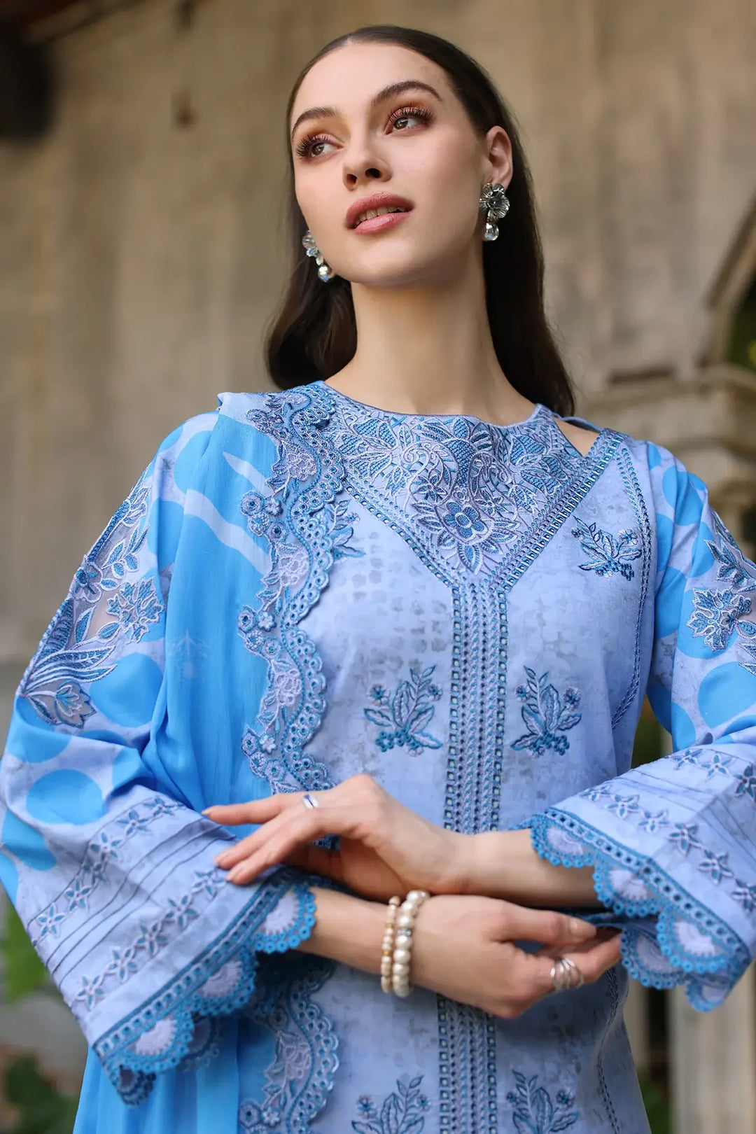3-PC Unstitched Embroidered Printed Lawn MIRAAS Collection CMR5-03