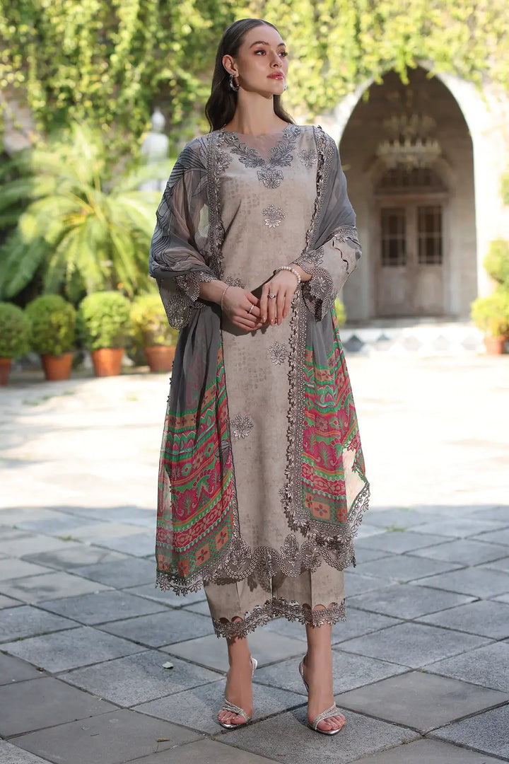 3-PC Unstitched Embroidered Printed Lawn MIRAAS Collection CMR5-07