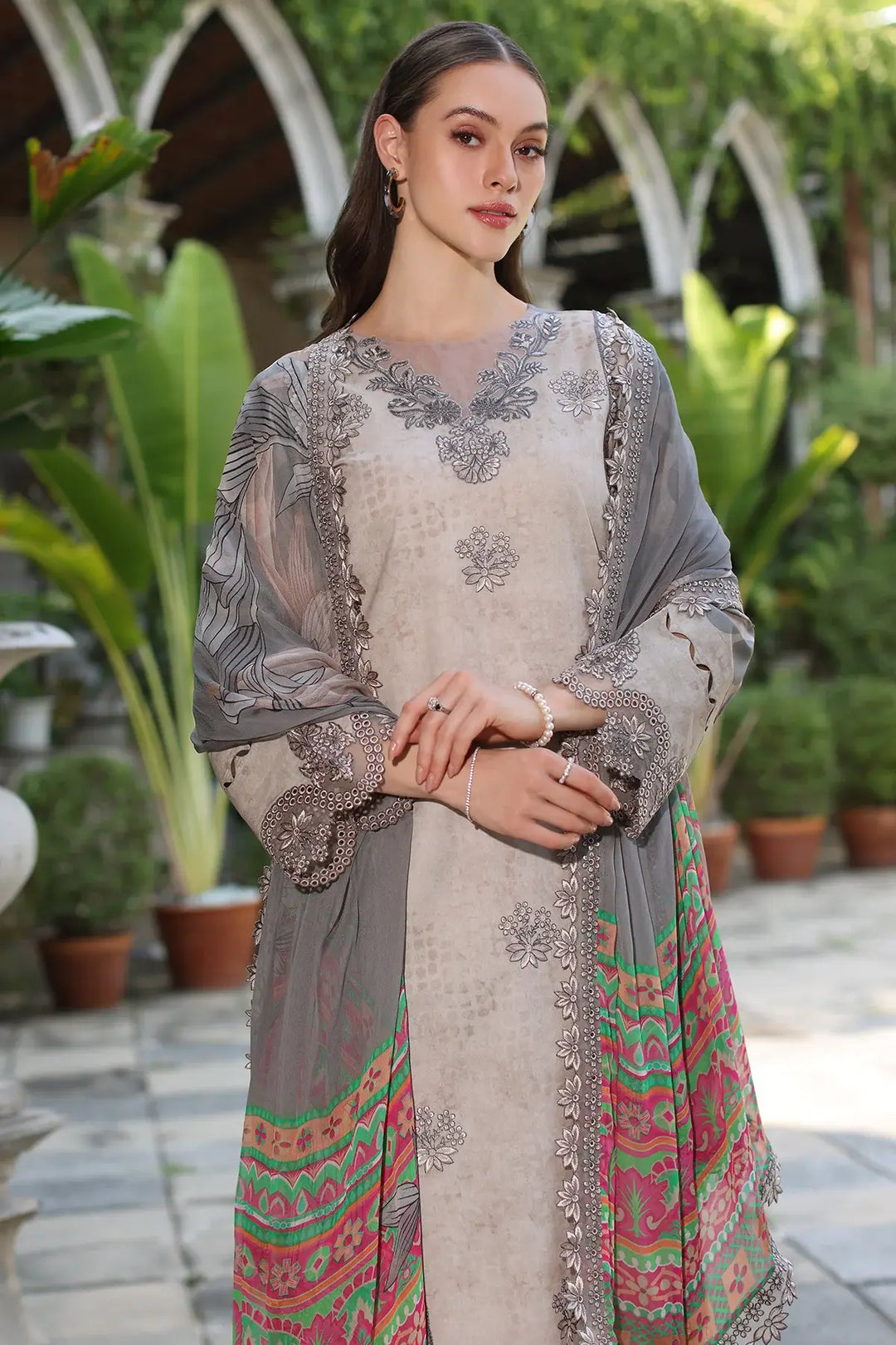 3-PC Unstitched Embroidered Printed Lawn MIRAAS Collection CMR5-07