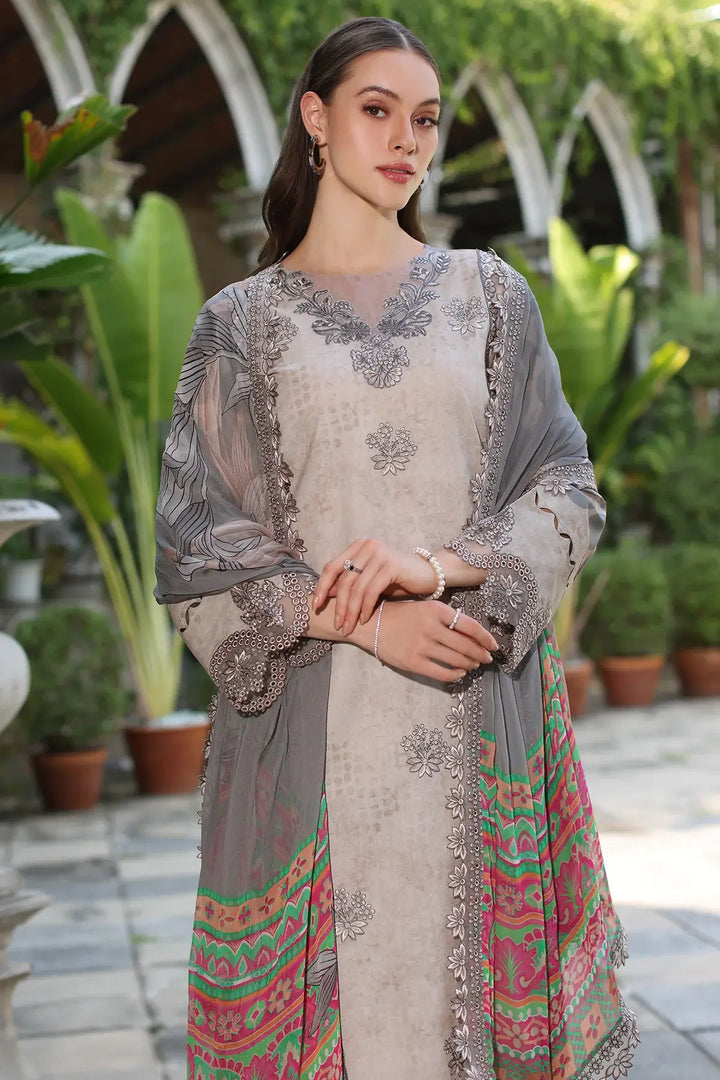 3-PC Unstitched Embroidered Printed Lawn MIRAAS Collection CMR5-07
