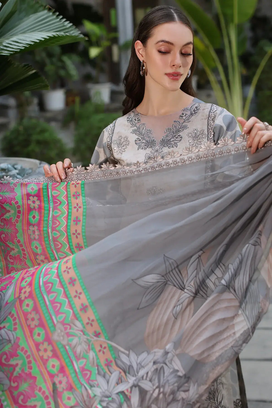 3-PC Unstitched Embroidered Printed Lawn MIRAAS Collection CMR5-07