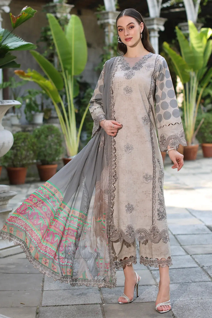 3-PC Unstitched Embroidered Printed Lawn MIRAAS Collection CMR5-07