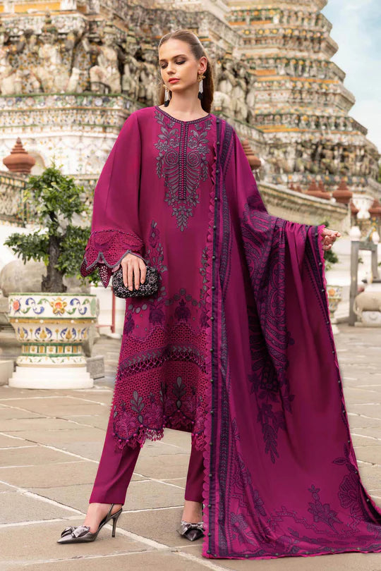 Maria.B | 3 Piece Unstitched Embroidered Twill Linen Suit MPT-2804-B