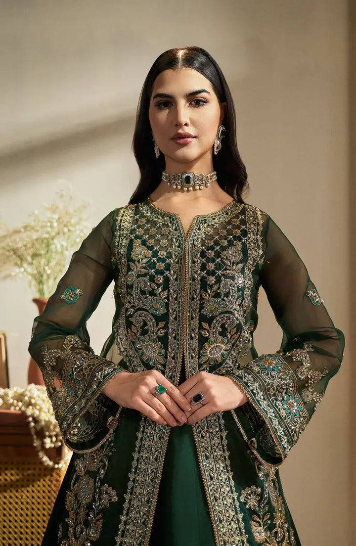 Mehro Maa Emerald Embellished Organza Suit