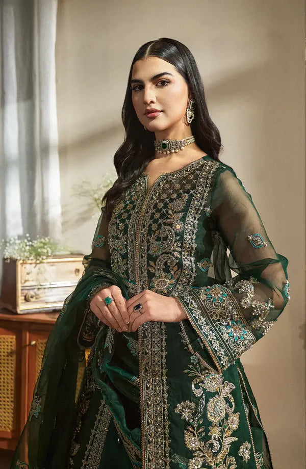 Mehro Maa Emerald Embellished Organza Suit
