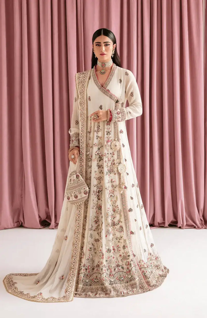 Zebaish Evara Embroidered & Embellished Chiffon Suit with Silk Trouser