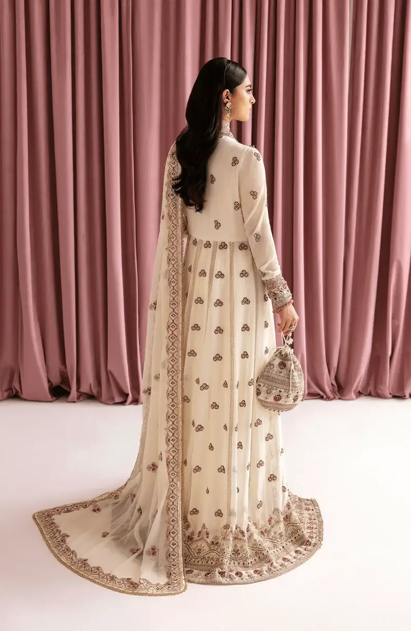 Zebaish Evara Embroidered & Embellished Chiffon Suit with Silk Trouser