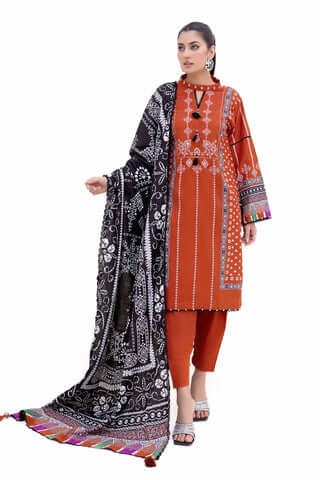 Gul Ahmed 3Pc Unstitched Printed Khaddar Suit – K42008T