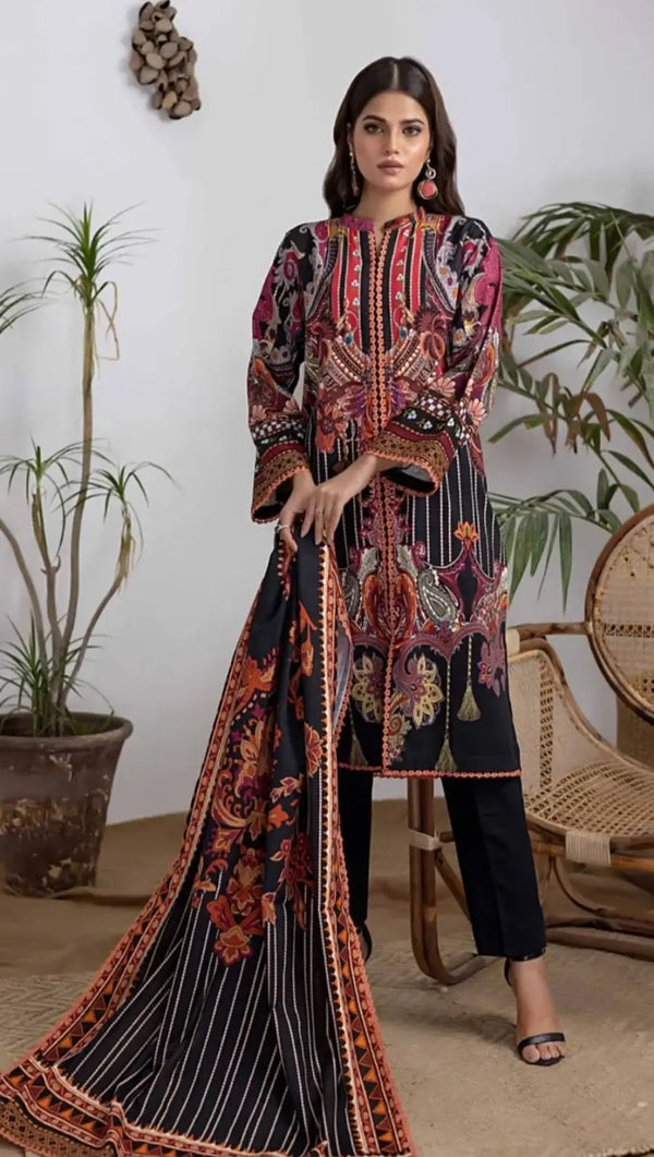 Gul Ahmed 3Pc Unstitched Printed Khaddar Suit – WNS32170B