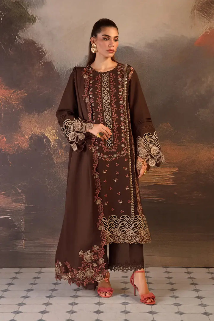 Hot Chocolate Embroidered 3-Piece Unstitched Suit