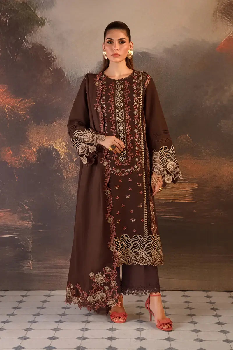 Hot Chocolate Embroidered 3-Piece Unstitched Suit