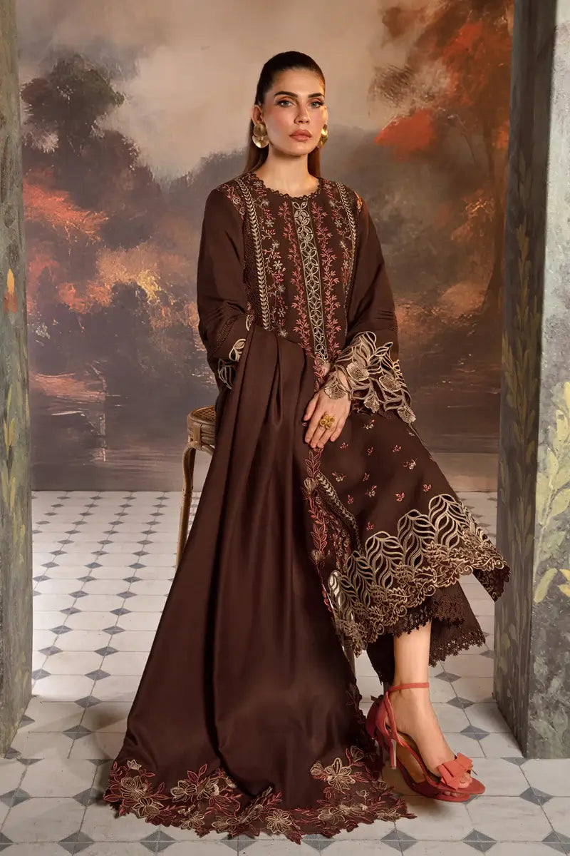 Hot Chocolate Embroidered 3-Piece Unstitched Suit