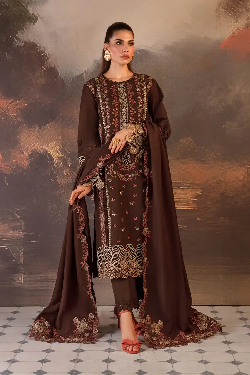 Hot Chocolate Embroidered 3-Piece Unstitched Suit