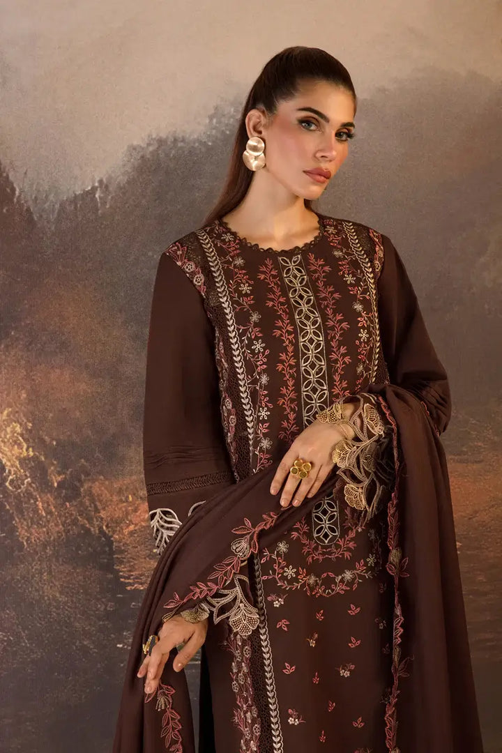 Hot Chocolate Embroidered 3-Piece Unstitched Suit
