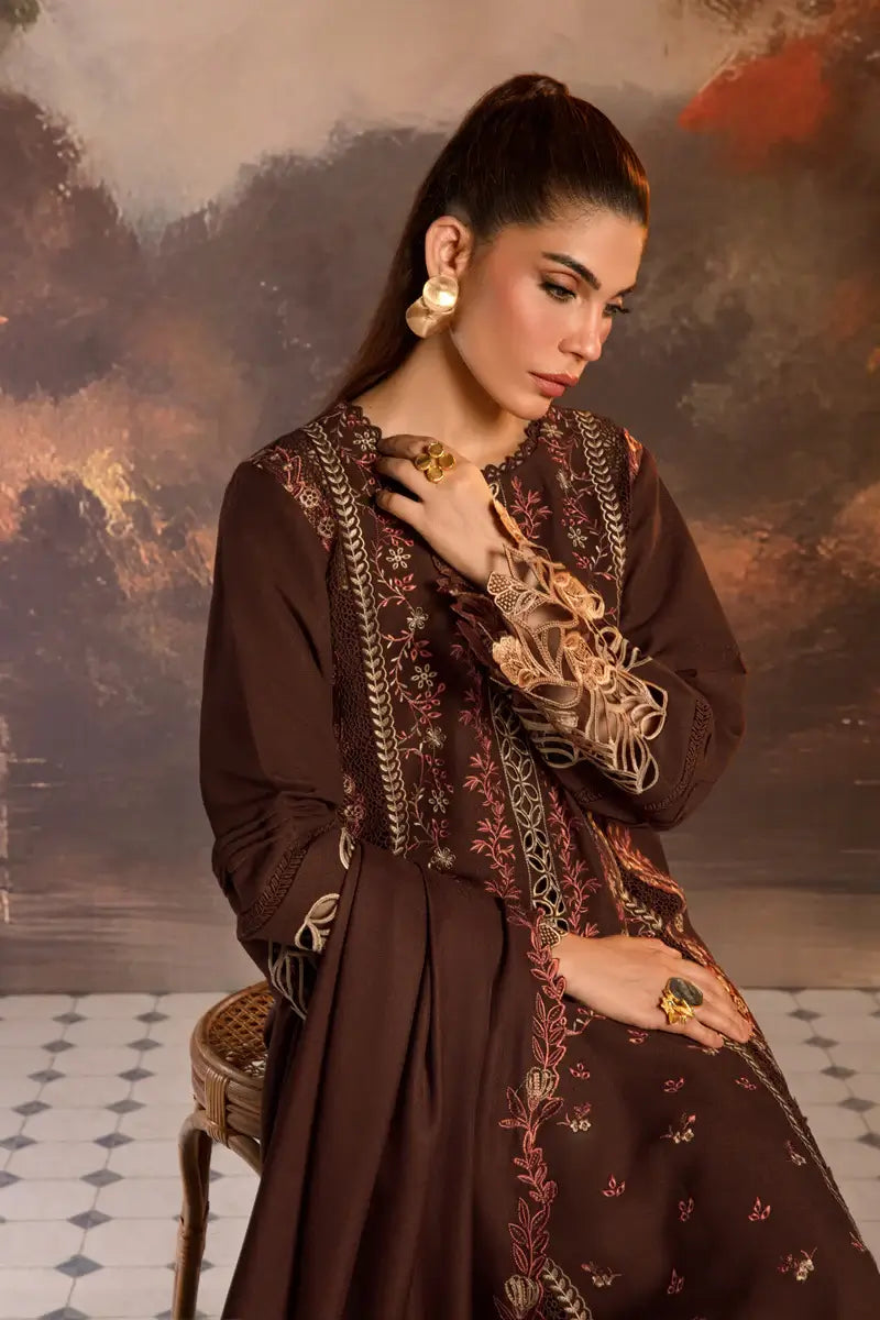 Hot Chocolate Embroidered 3-Piece Unstitched Suit
