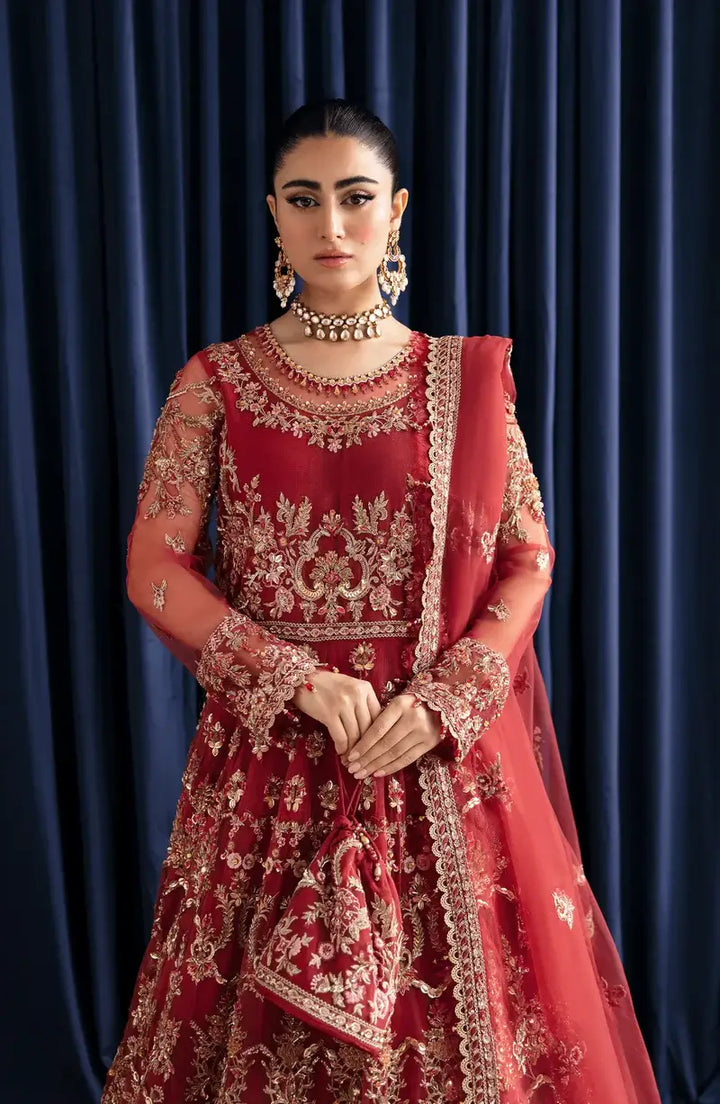 Zebaish Leela Embroidered & Embellished Net Suit with Organza Dupatta