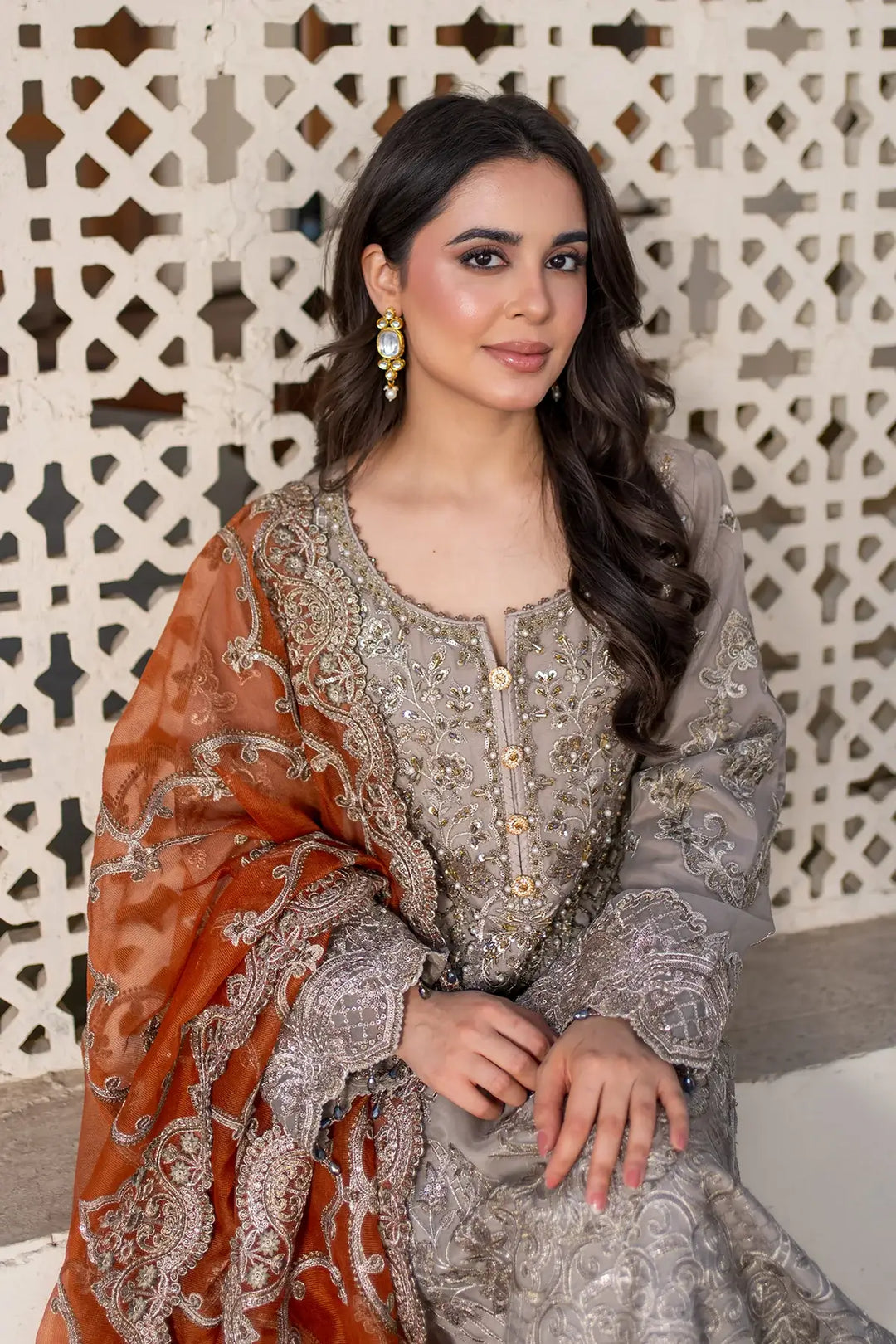 Misr 3-Piece Unstitched Luxury Organza Suit Skin