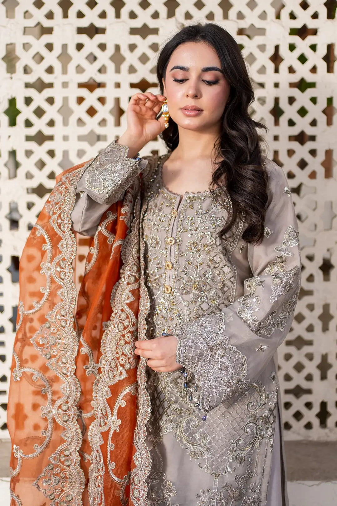 Misr 3-Piece Unstitched Luxury Organza Suit Skin