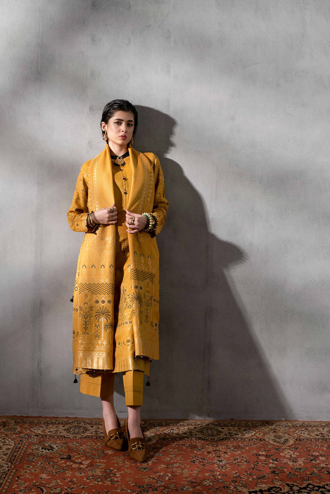 Nishat Sunehray Din Embroidered Jacquard Unstitched 3Pc Suit - 42303388