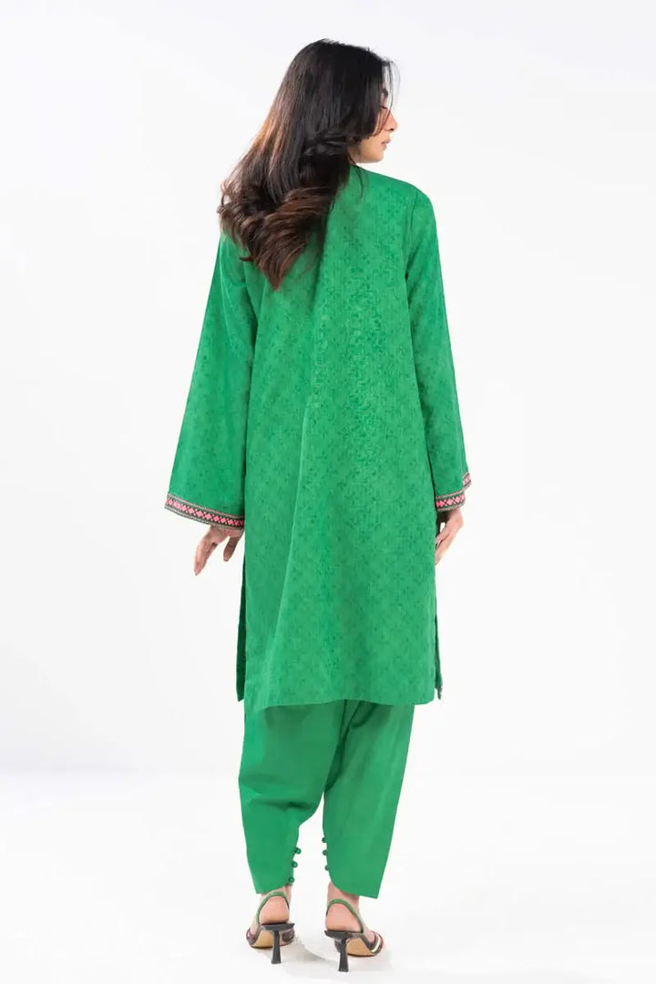 2PC Unstitched Embroidered Self Jacquard Suit with Cambric Trouser