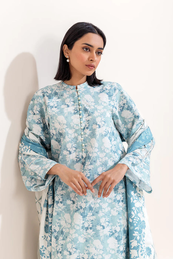 Piece Printed Khaddar Suit Sapphire Bloom