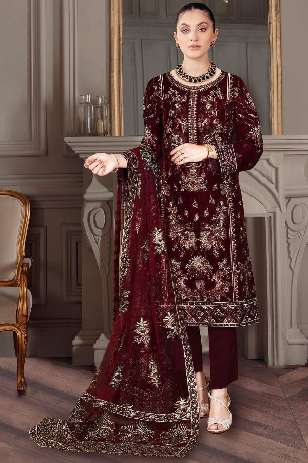 Ramsha Velvet Collection Vol-4 – VB-401 Maroon