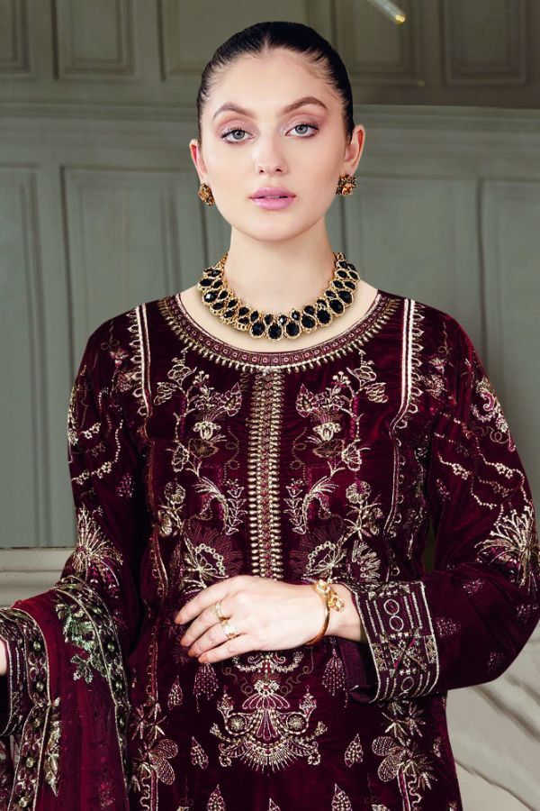 Ramsha Velvet Collection Vol-4 – VB-401 Maroon