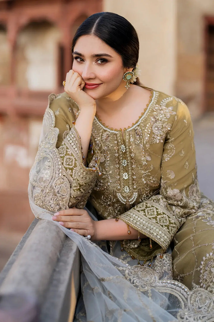Rutaj 3-Piece Unstitched Luxury Organza Suit Mustard