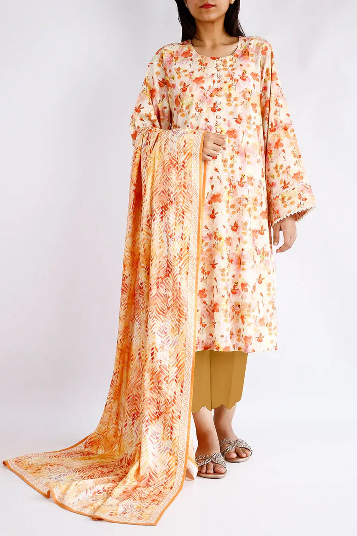 Unstitched Printed Arabic Linen 3 Piece U04-24382-07B
