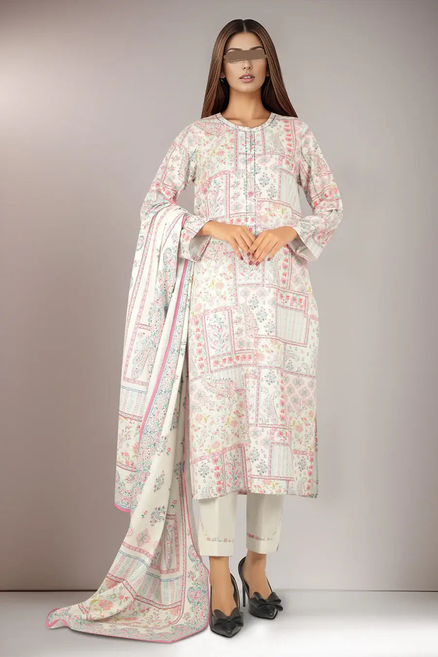 Unstitched Printed Cotton Khaddar 3 Piece U04-24346-10A
