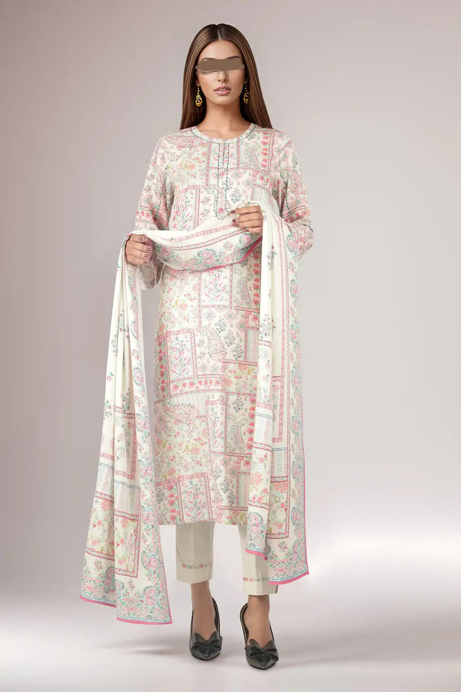Unstitched Printed Cotton Khaddar 3 Piece U04-24346-10A