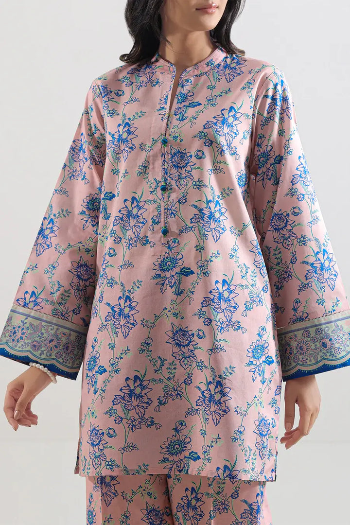 Unstitched Printed Lawn 2 Piece Baby Pink (Shirt/Trouser)