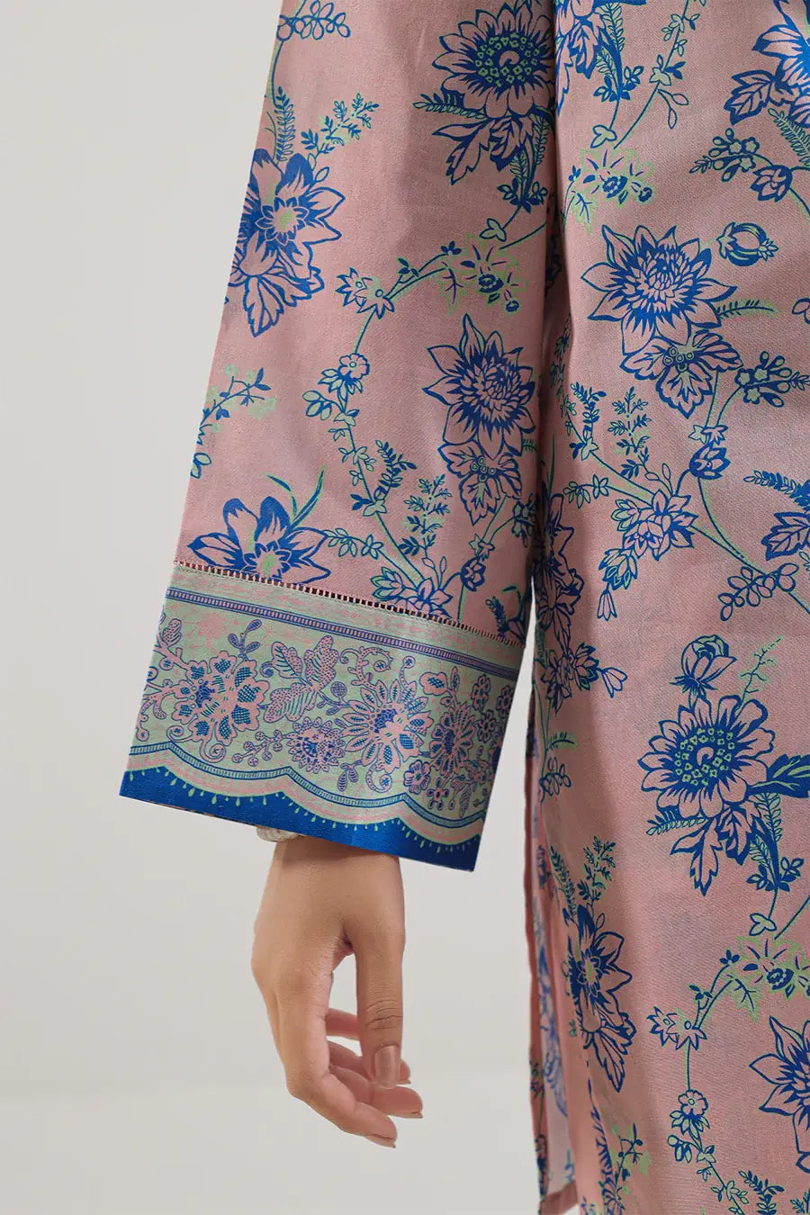 Unstitched Printed Lawn 2 Piece Baby Pink (Shirt/Trouser)
