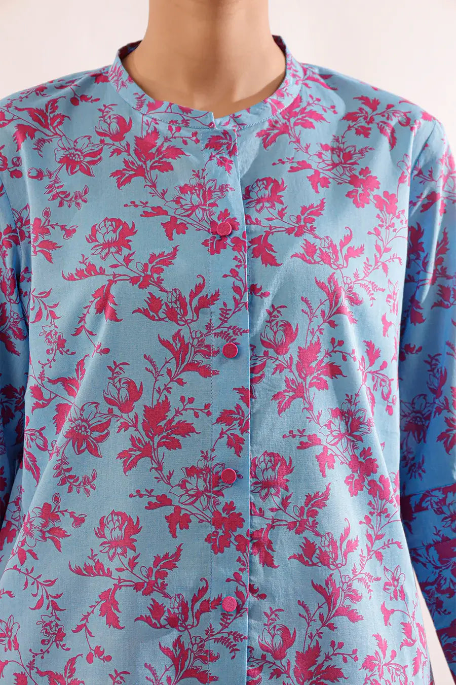 Unstitched Printed Lawn 2 Piece Color Blue (Shirt/Trouser)