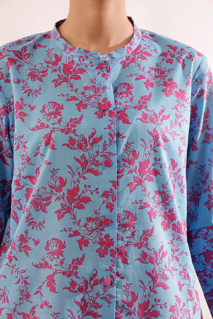 Unstitched Printed Lawn 2 Piece Color Blue (Shirt/Trouser)