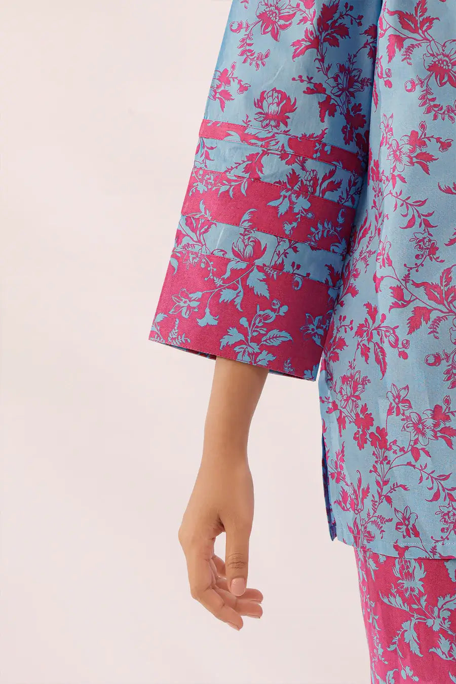 Unstitched Printed Lawn 2 Piece Color Blue (Shirt/Trouser)