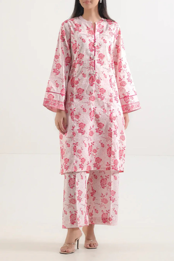 Unstitched Printed Lawn 2 Piece Color Pink (Shirt/Trouser)