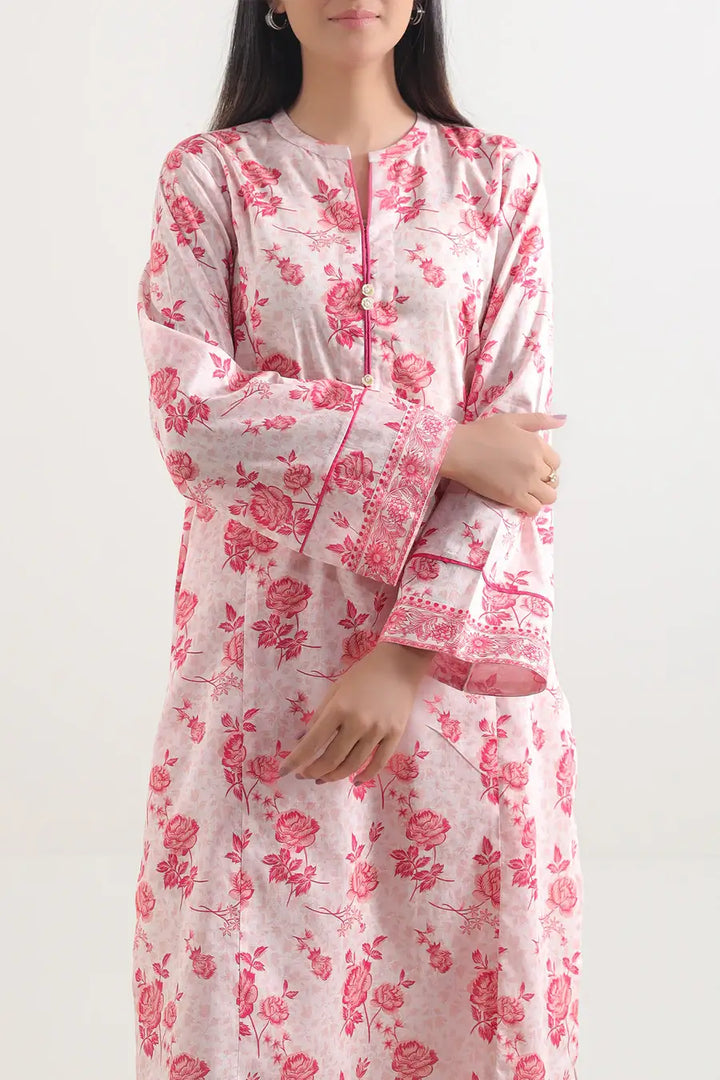 Unstitched Printed Lawn 2 Piece Color Pink (Shirt/Trouser)