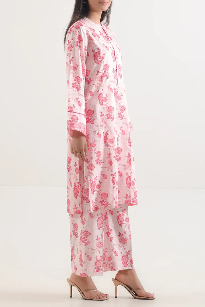 Unstitched Printed Lawn 2 Piece Color Pink (Shirt/Trouser)