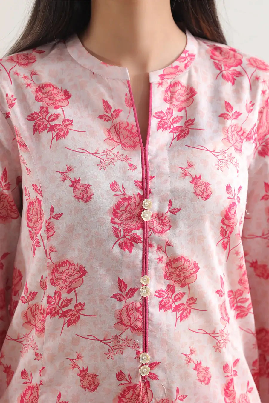 Unstitched Printed Lawn 2 Piece Color Pink (Shirt/Trouser)