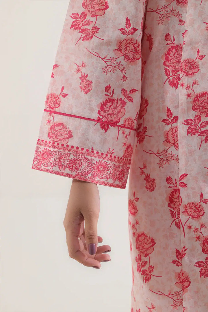 Unstitched Printed Lawn 2 Piece Color Pink (Shirt/Trouser)