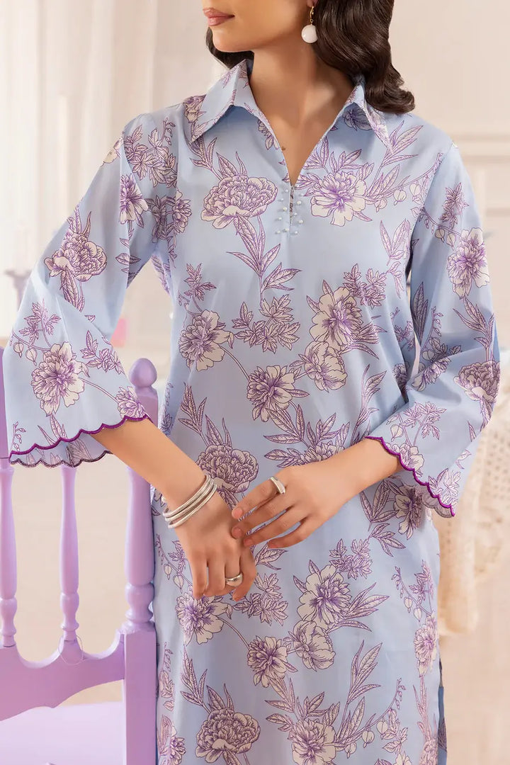 Unstitched Printed Lawn 2 Piece Color Sky Blue