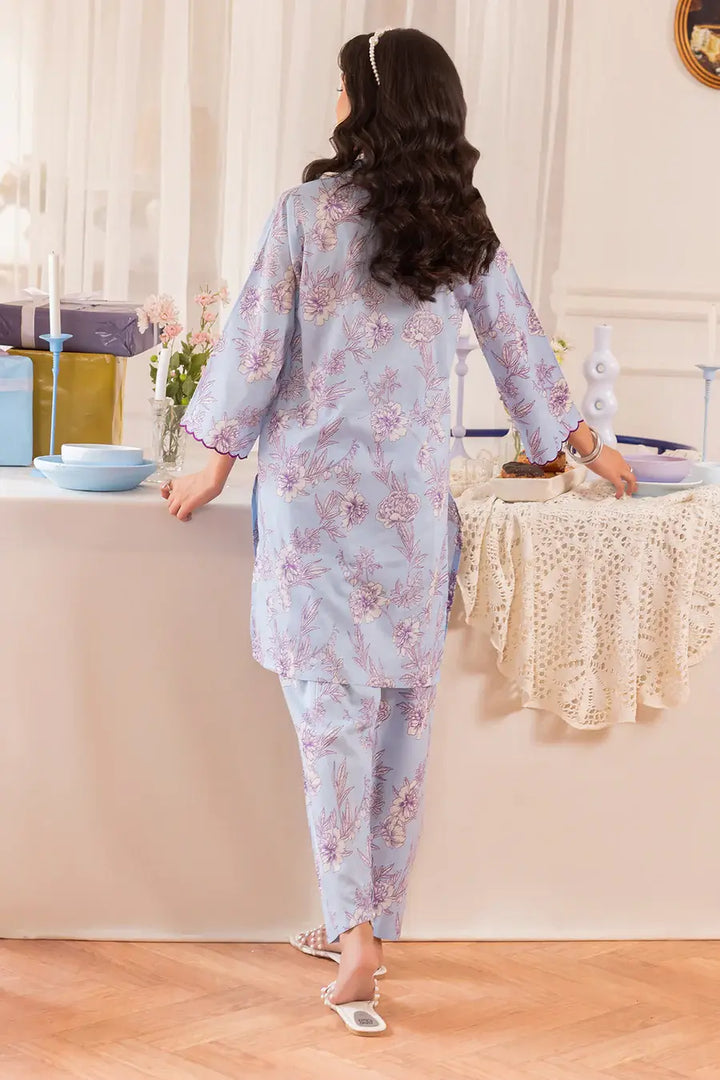 Unstitched Printed Lawn 2 Piece Color Sky Blue