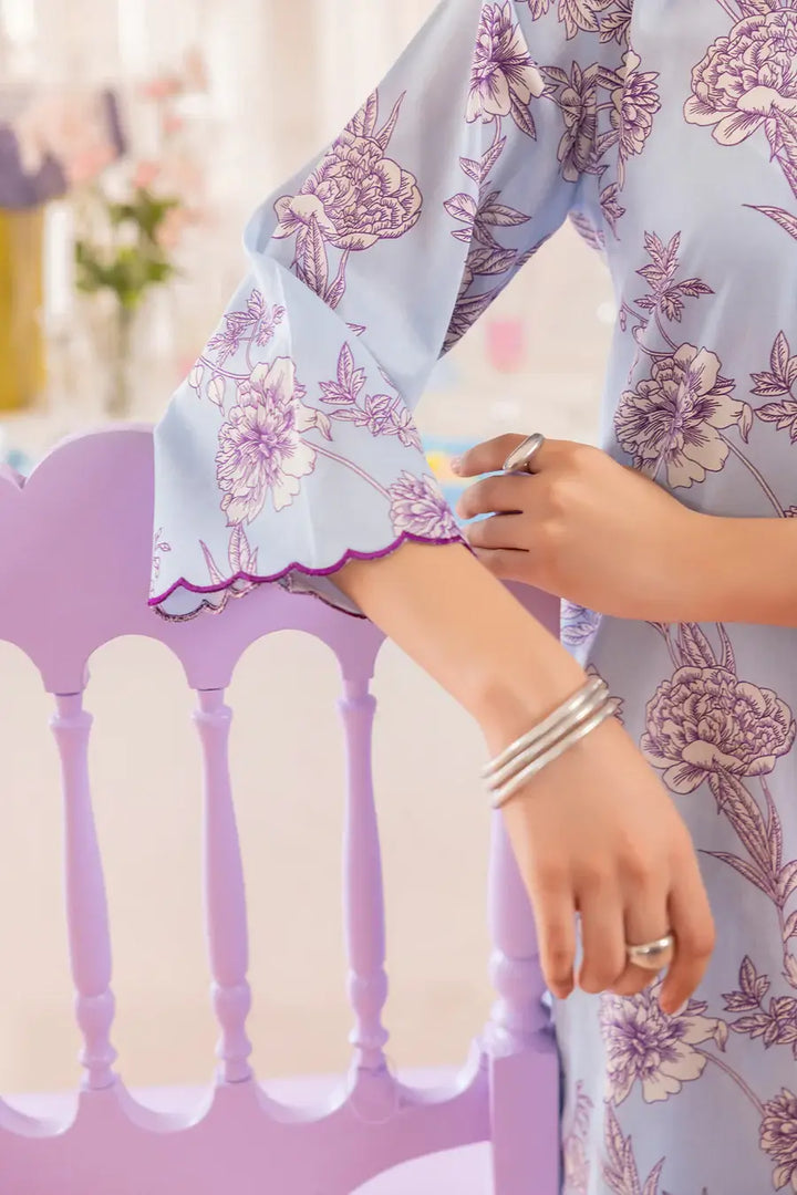 Unstitched Printed Lawn 2 Piece Color Sky Blue