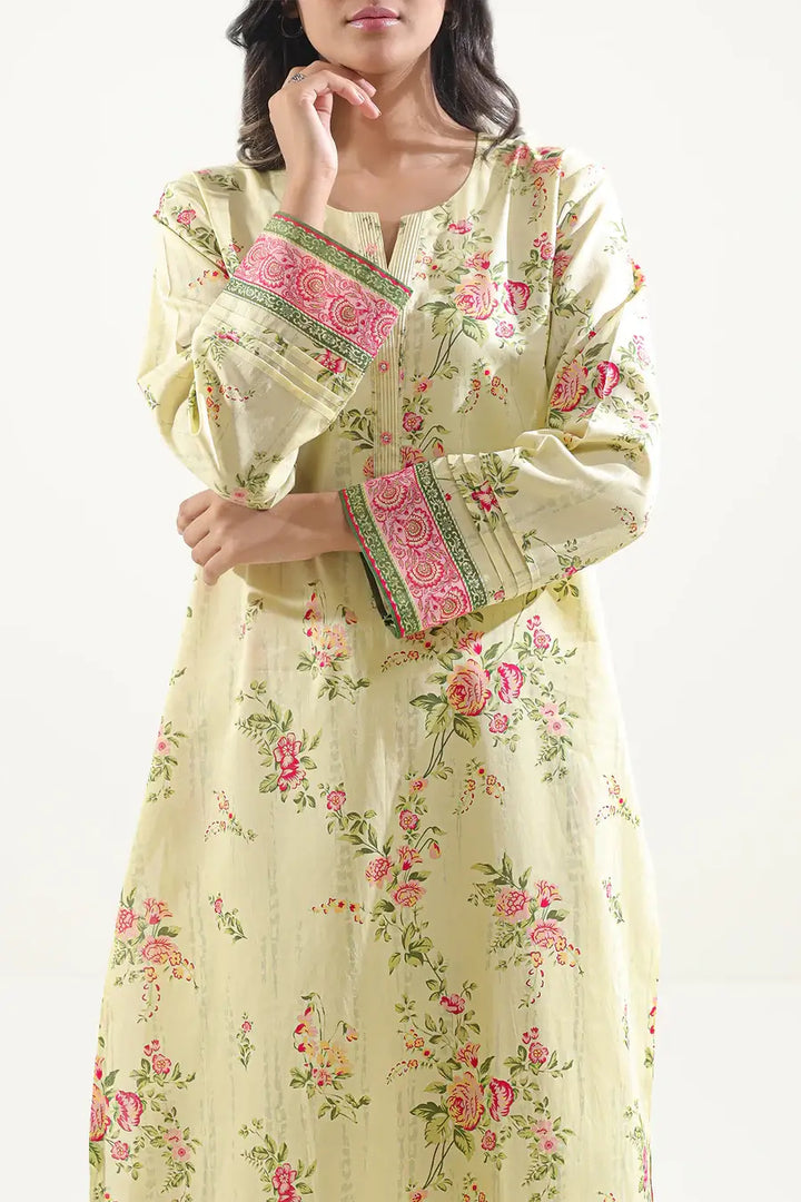 Unstitched Printed Lawn 2 Piece Cream (Shirt/Trouser)