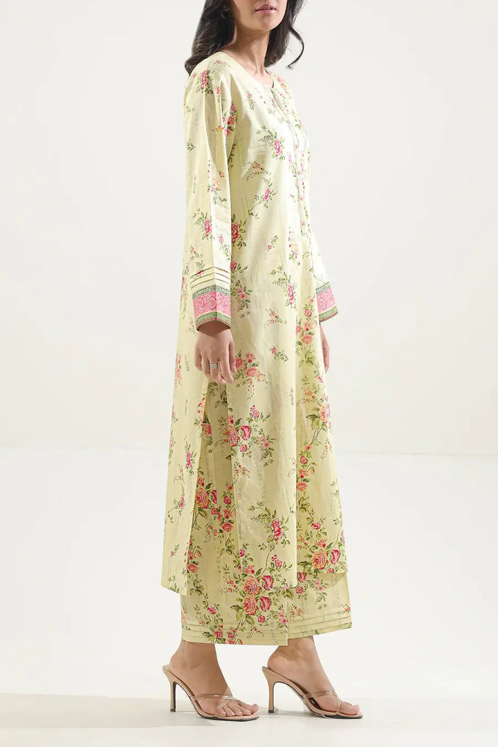Unstitched Printed Lawn 2 Piece Cream (Shirt/Trouser)