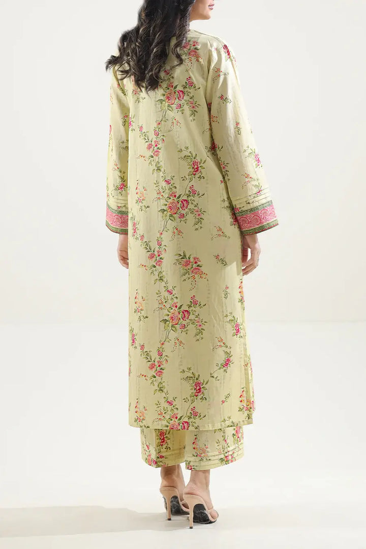 Unstitched Printed Lawn 2 Piece Cream (Shirt/Trouser)