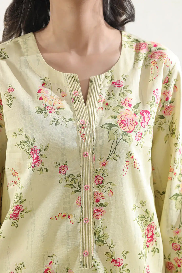 Unstitched Printed Lawn 2 Piece Cream (Shirt/Trouser)