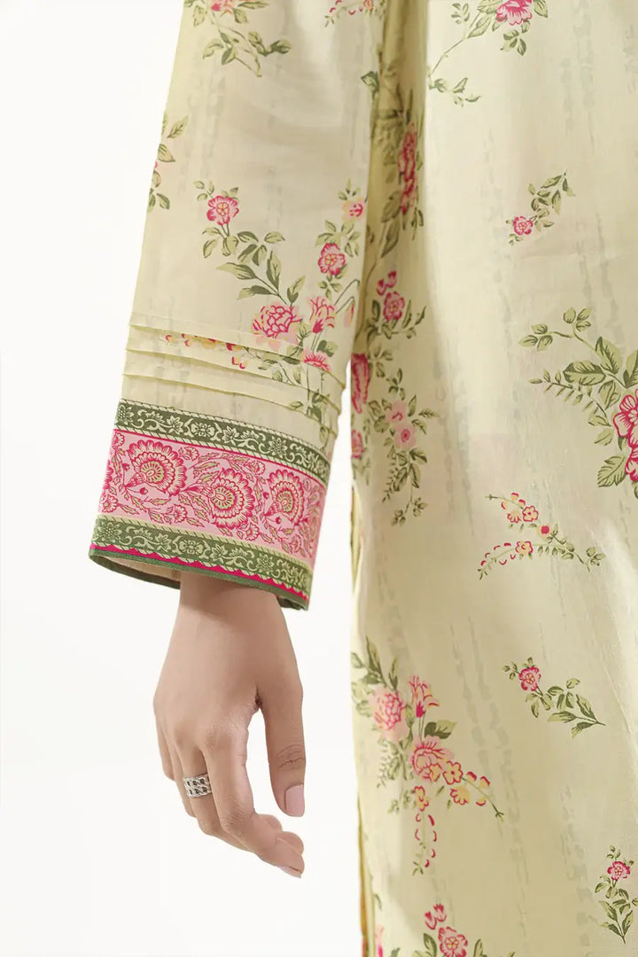 Unstitched Printed Lawn 2 Piece Cream (Shirt/Trouser)