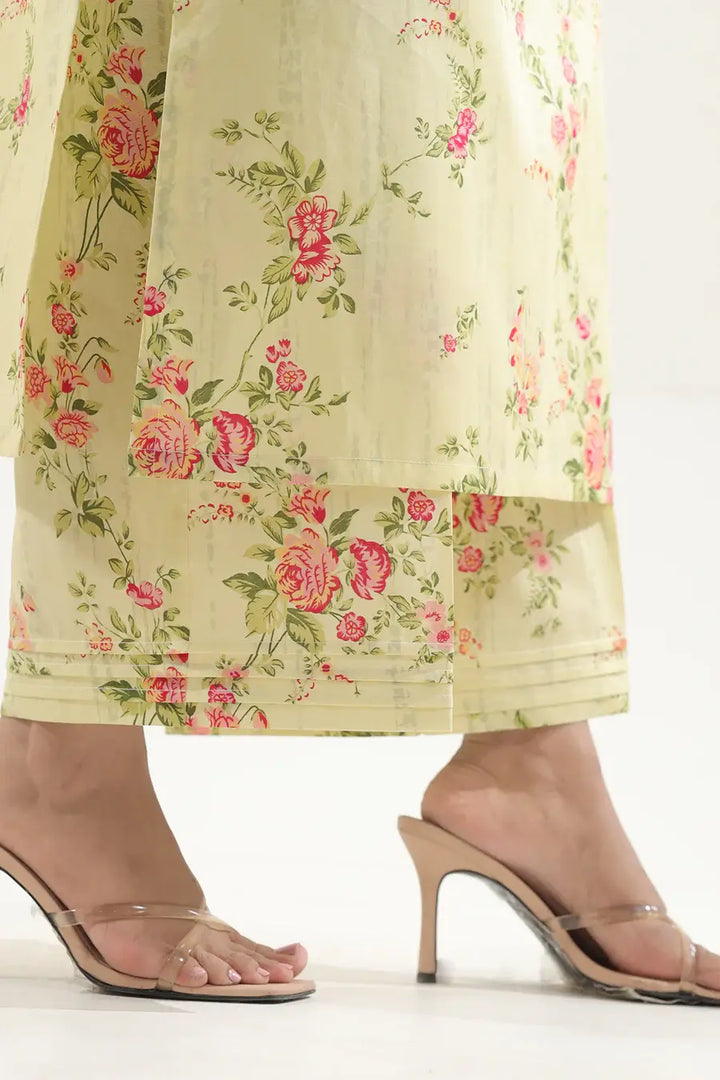 Unstitched Printed Lawn 2 Piece Cream (Shirt/Trouser)